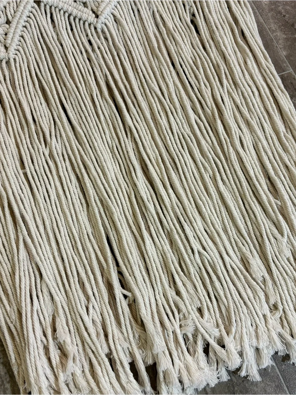 Large Boho Macrame Wall Hanging Fringe Tapestry Natural Cotton 69x29 NWOT